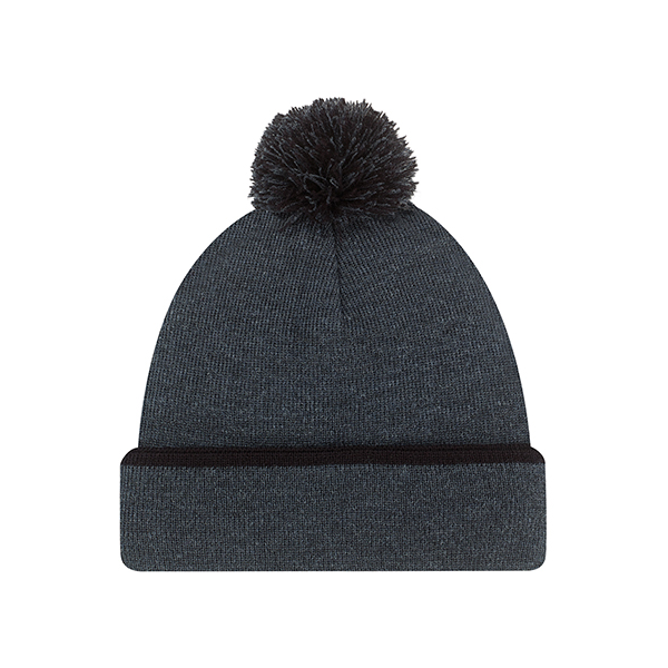 AJM ACRYLIC RIB KNIT POM POM CUFF TOQUE