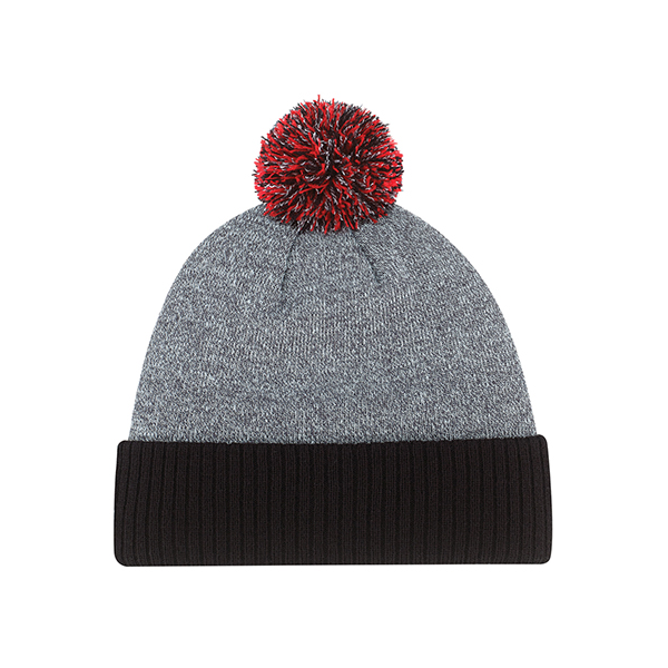 AJM HEATHER KNIT POM POM TOQUE