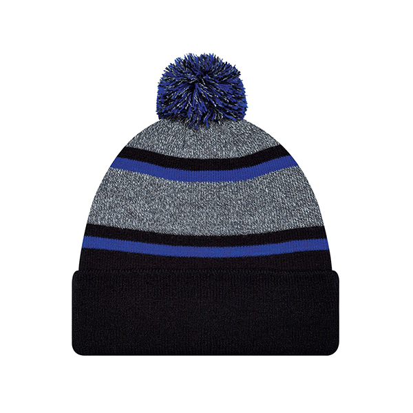 AJM ACRYLIC RIB KNIT POM POM CUFF TOQUE