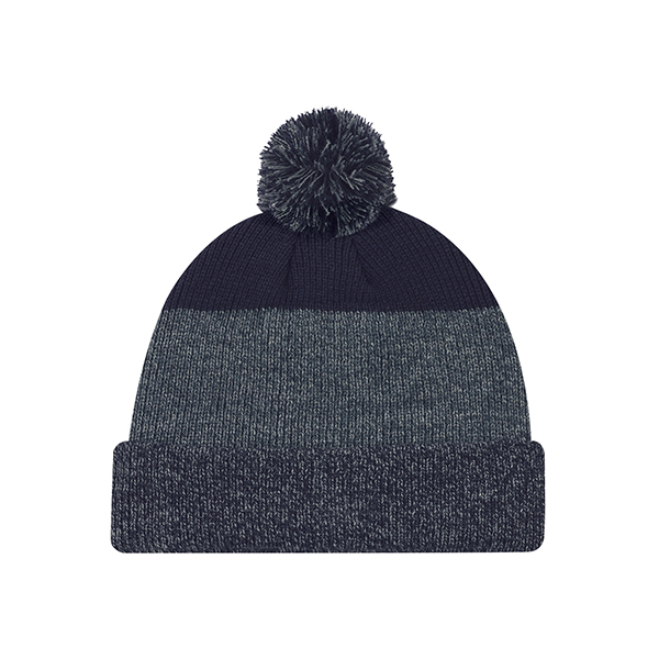 AJM ACRYLIC RIB KNIT POM POM CUFF TOQUE