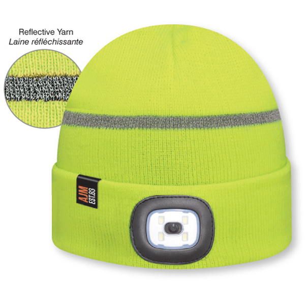 AJM LED LIGHT REFLECTIVE CUFF TOQUE
