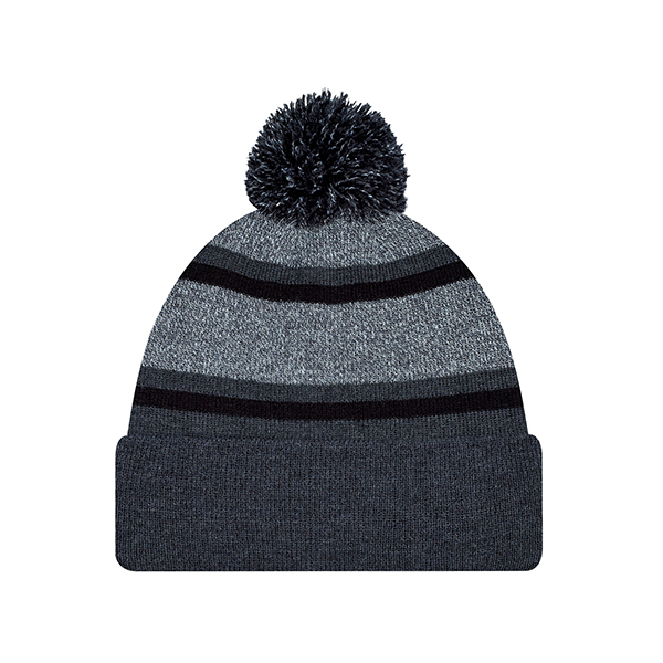 AJM ACRYLIC RIB KNIT POM POM CUFF TOQUE