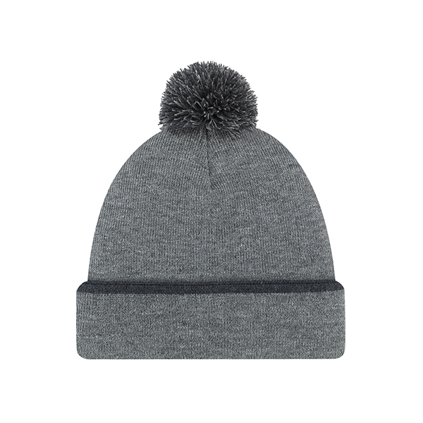 AJM ACRYLIC RIB KNIT POM POM CUFF TOQUE