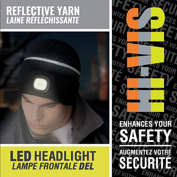 AJM LED LIGHT REFLECTIVE CUFF TOQUE
