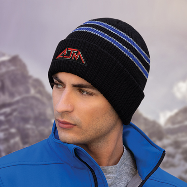 AJM STRIPE RIB KNIT CUFF TOQUE