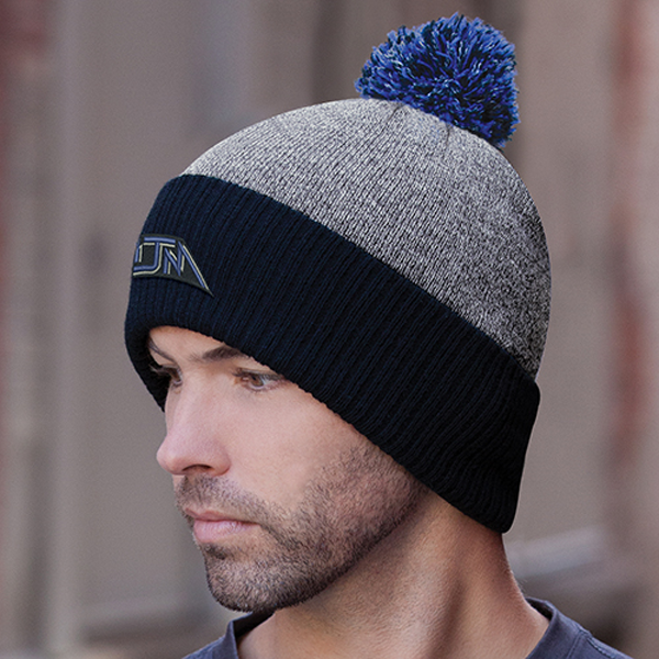 AJM HEATHER KNIT POM POM TOQUE