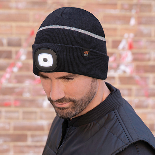 AJM LED LIGHT REFLECTIVE CUFF TOQUE