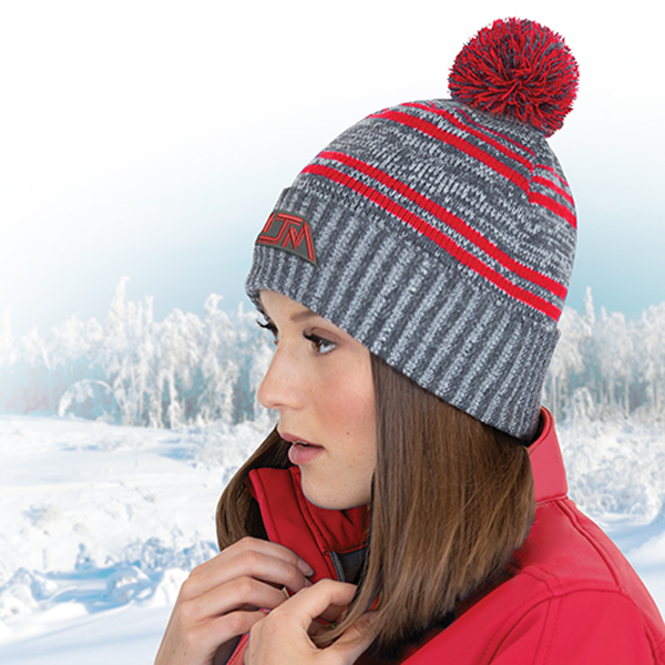 AJM MICRO FLEECE CUFF TOQUE WITH POM POM