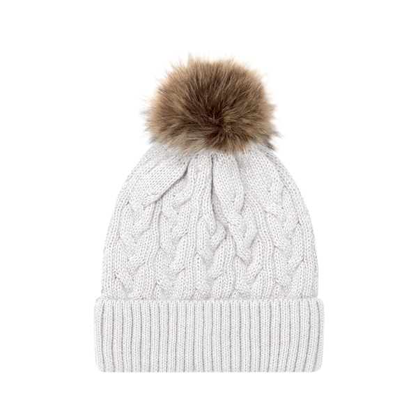 AJM FAUX FUR POM POM CUFF TOQUE