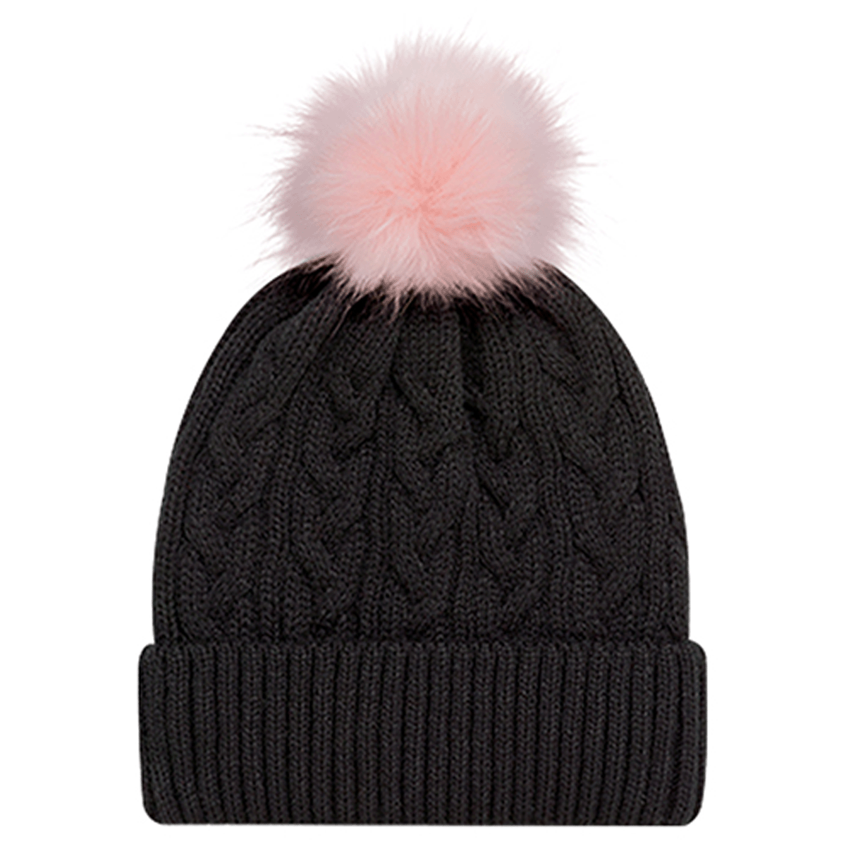AJM FAUX FUR POM POM CUFF TOQUE