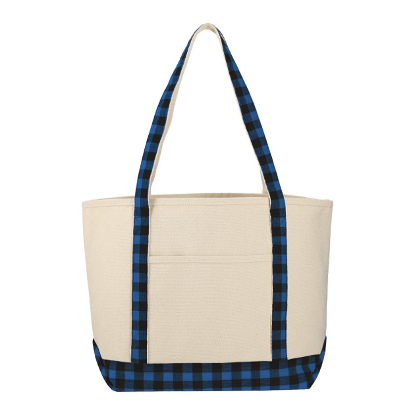 BUFFALO PLAID 18oz COTTON BOAT TOTE