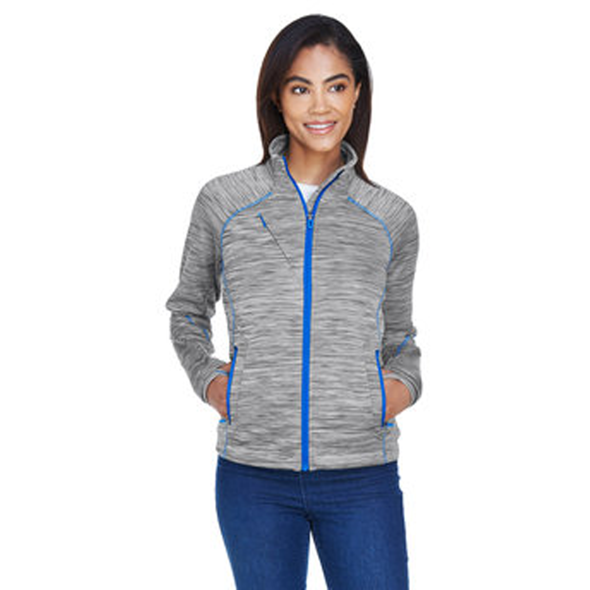 NORTH END LADIES FLUX MELANGE BONDED FLEECE JACKET