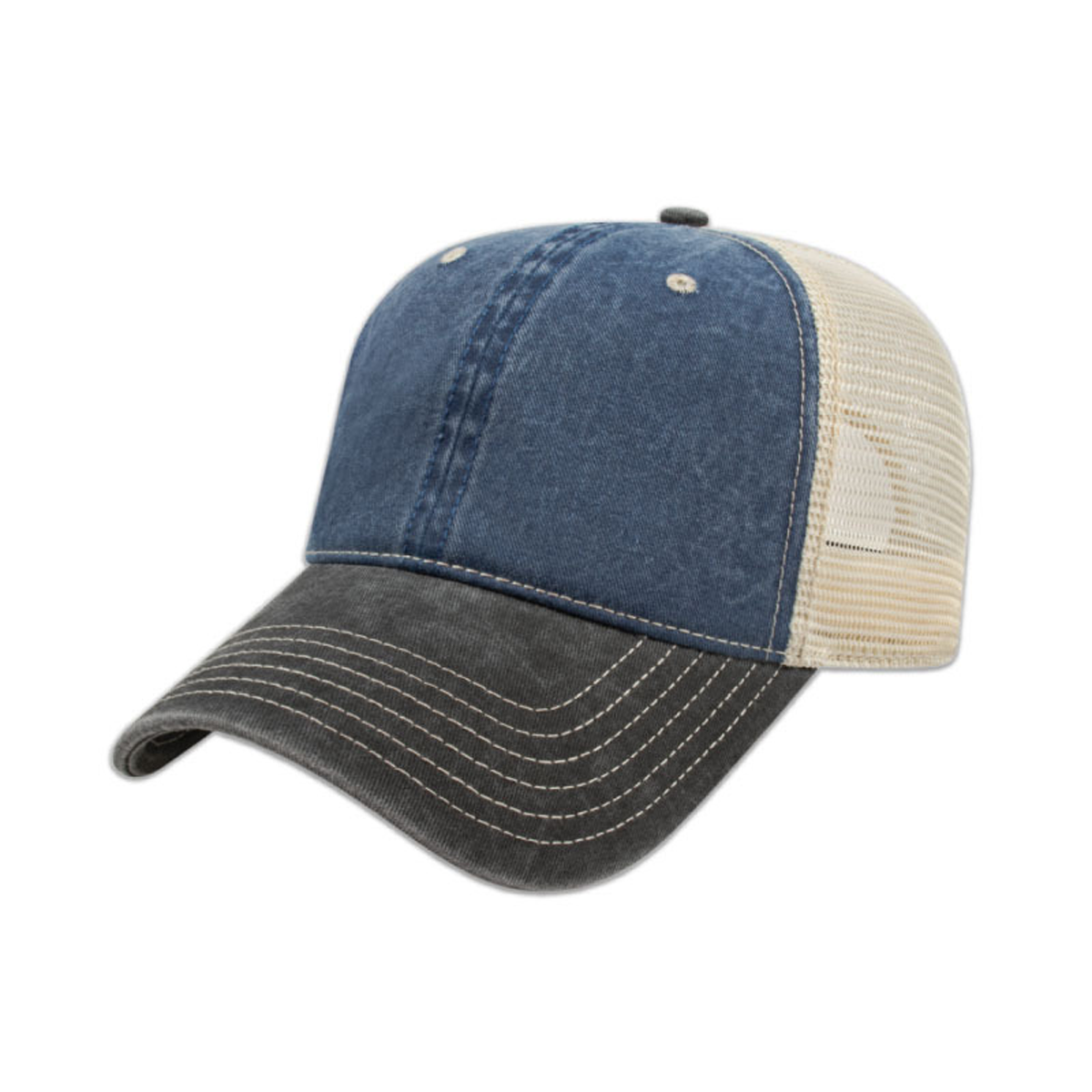 CAP AMERICA LOW PROFILE UNSTRUCTURED WASHED MESH TRUCKER HAT