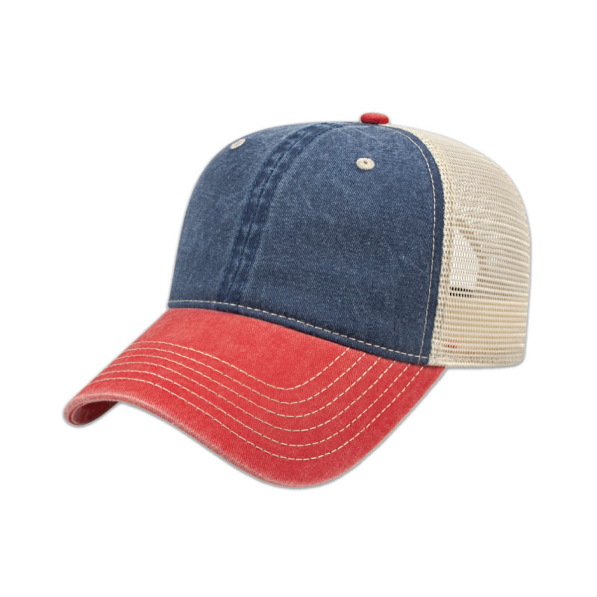 CAP AMERICA LOW PROFILE UNSTRUCTURED WASHED MESH TRUCKER HAT
