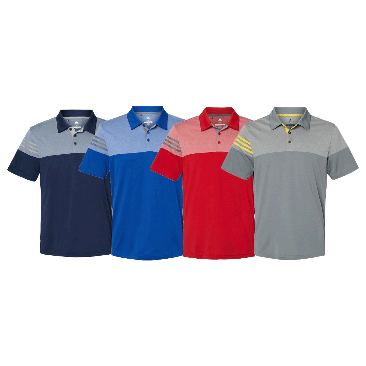 ADIDAS HEATHERED 3-STRIPES COLORBLOCK POLO