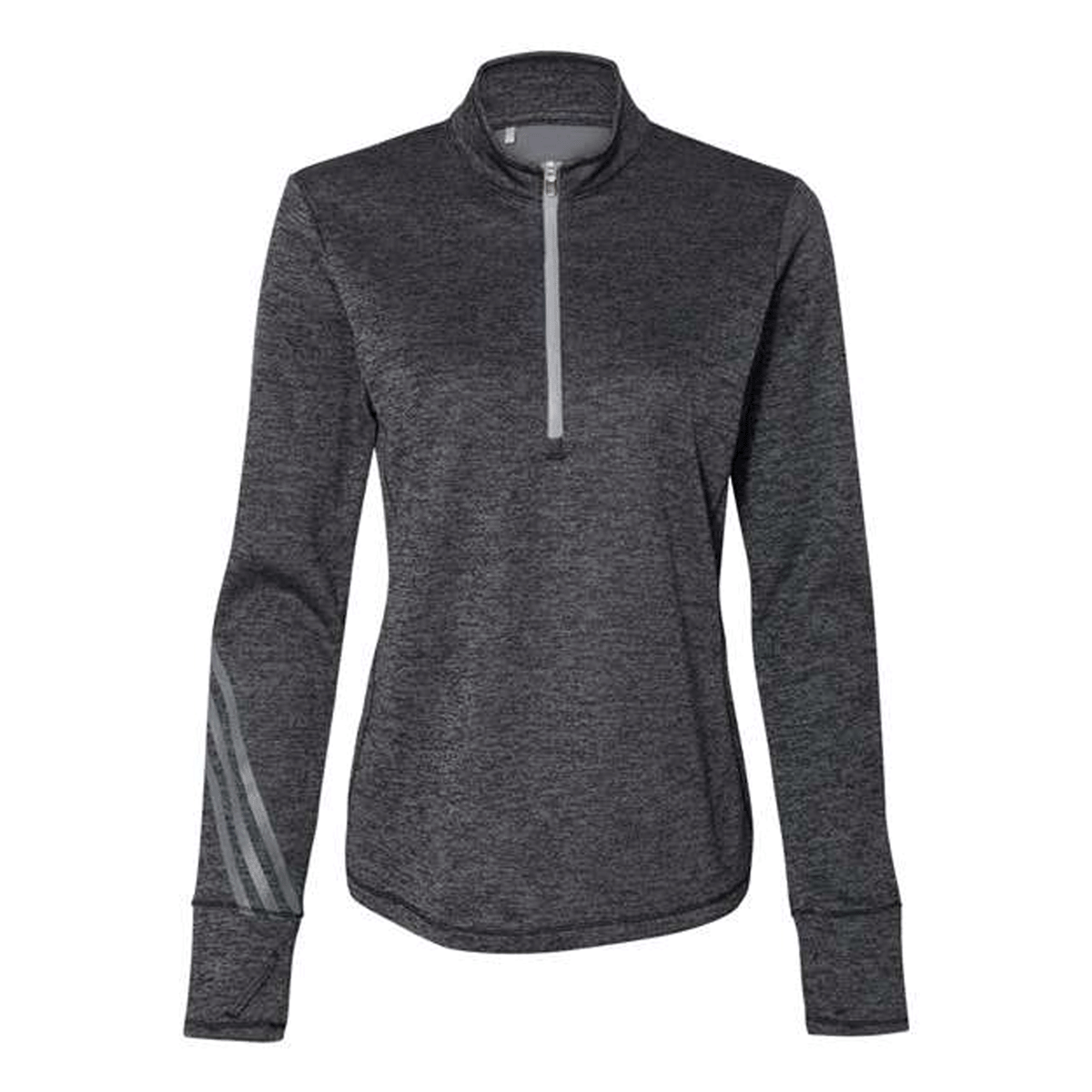 ADIDAS LADIES BRUSHED TERRY HEATHERED QUARTER-ZIP