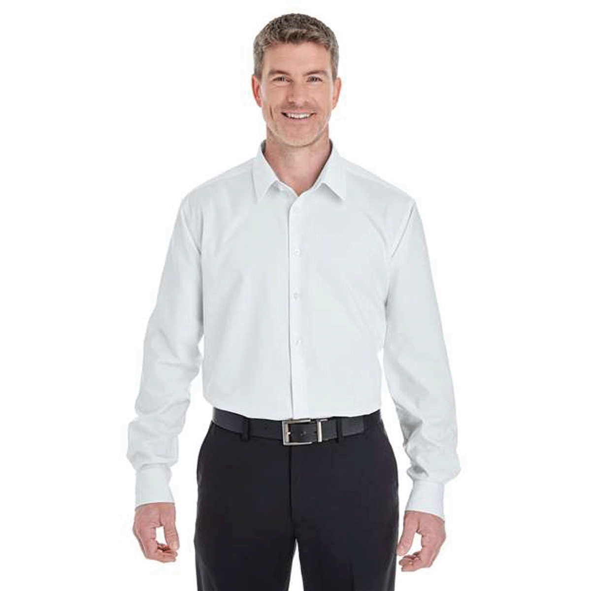DEVON & JONES MEN'S CROWN COLLECTION ROYAL DOBBY WOVEN DRESS SHIRT