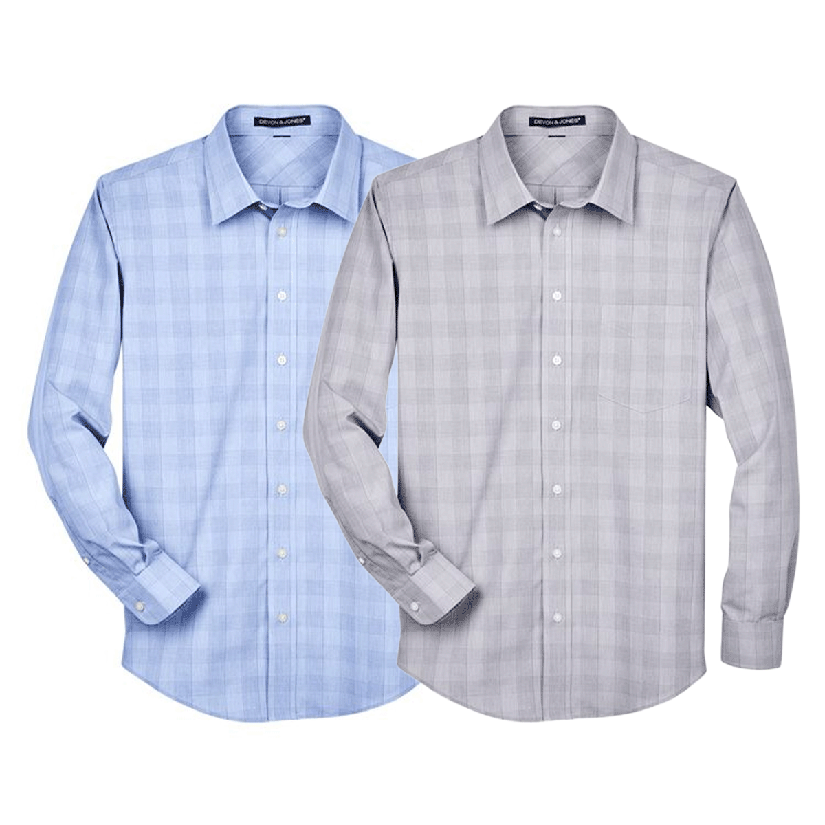 DEVON & JONES MEN'S CROWN COLLECTION GLEN PLAID WOVEN DRESS SHIRT