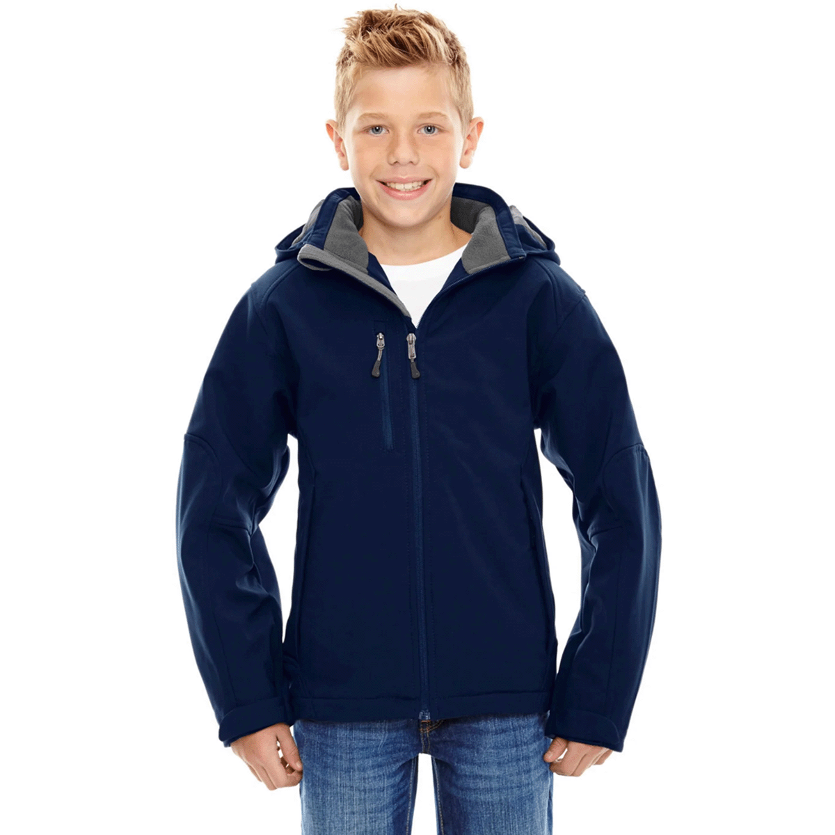 YOUTH SOFT SHELL INSULATED JACKET WITH DETACHABLE HOOD