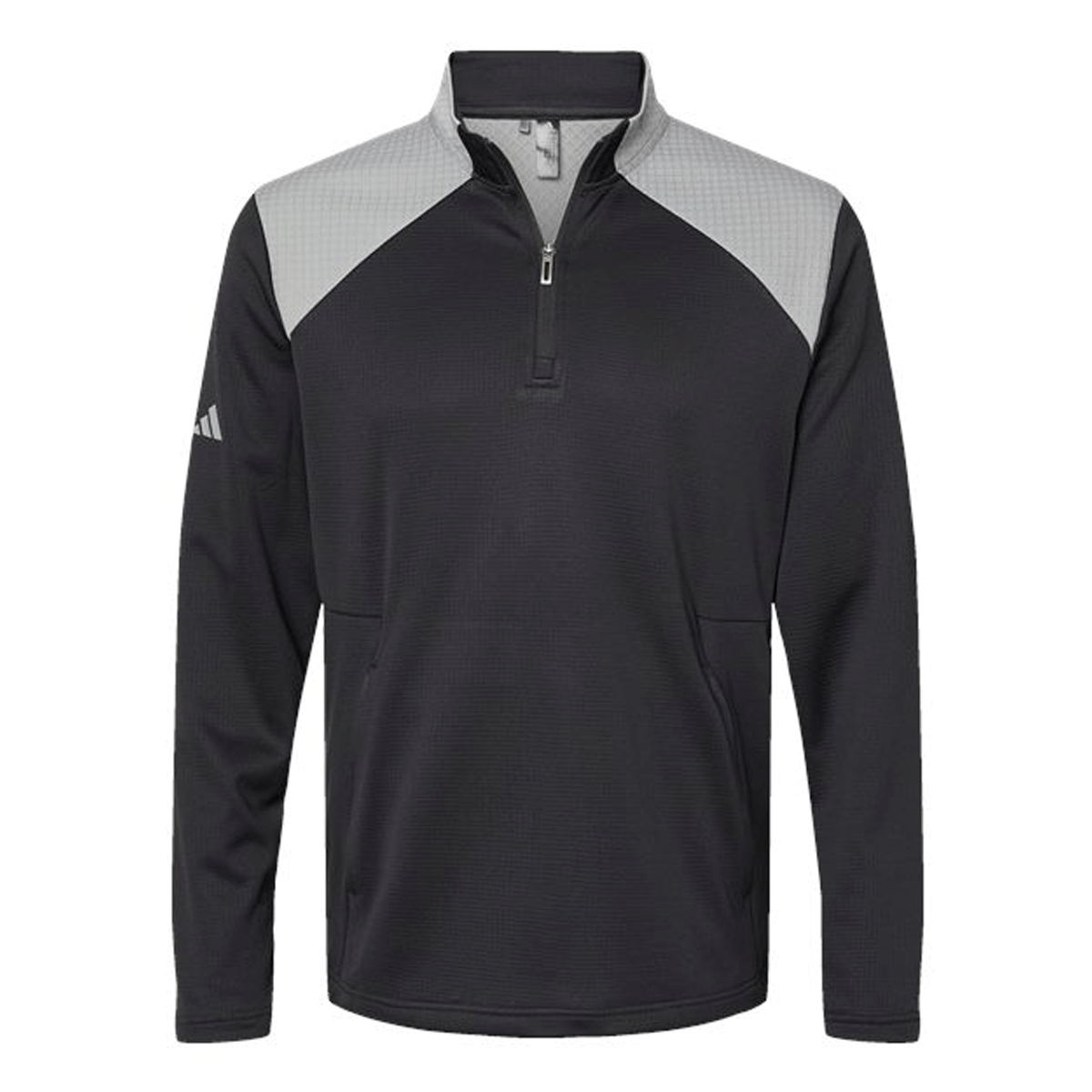 ADIDAS MEN S TEXTURED MIX MEDIA QUARTER ZIP PULLOVER ID Apparel