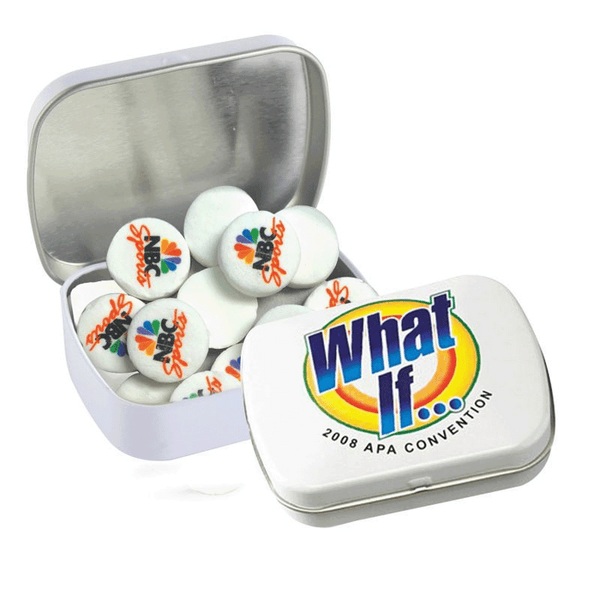 NC CUSTOM IMPRINTED ROUND MINTS IN DOMED TIN - ID Apparel