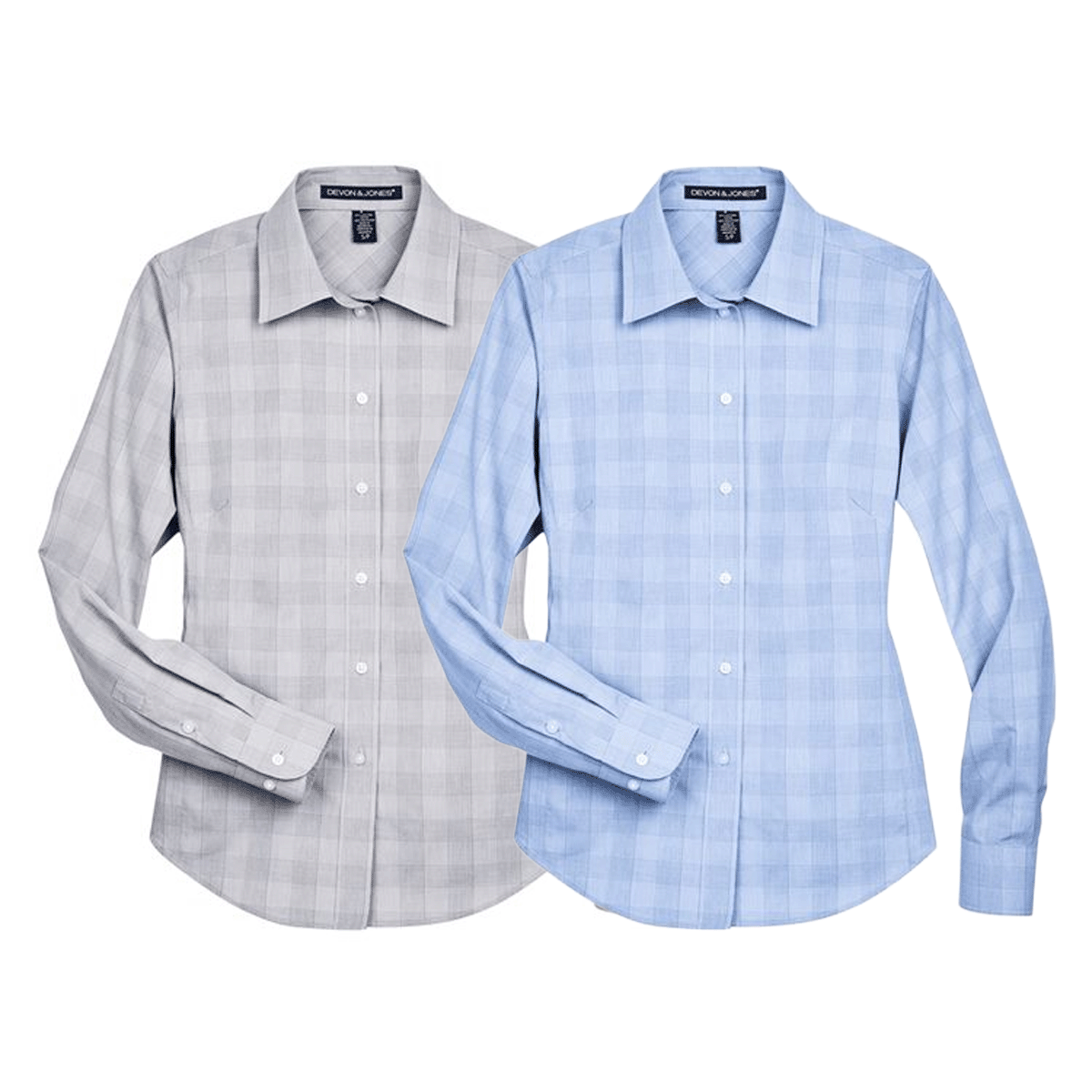 DEVON & JONES LADIES CROWN COLLECTION GLEN PLAID WOVEN DRESS SHIRT