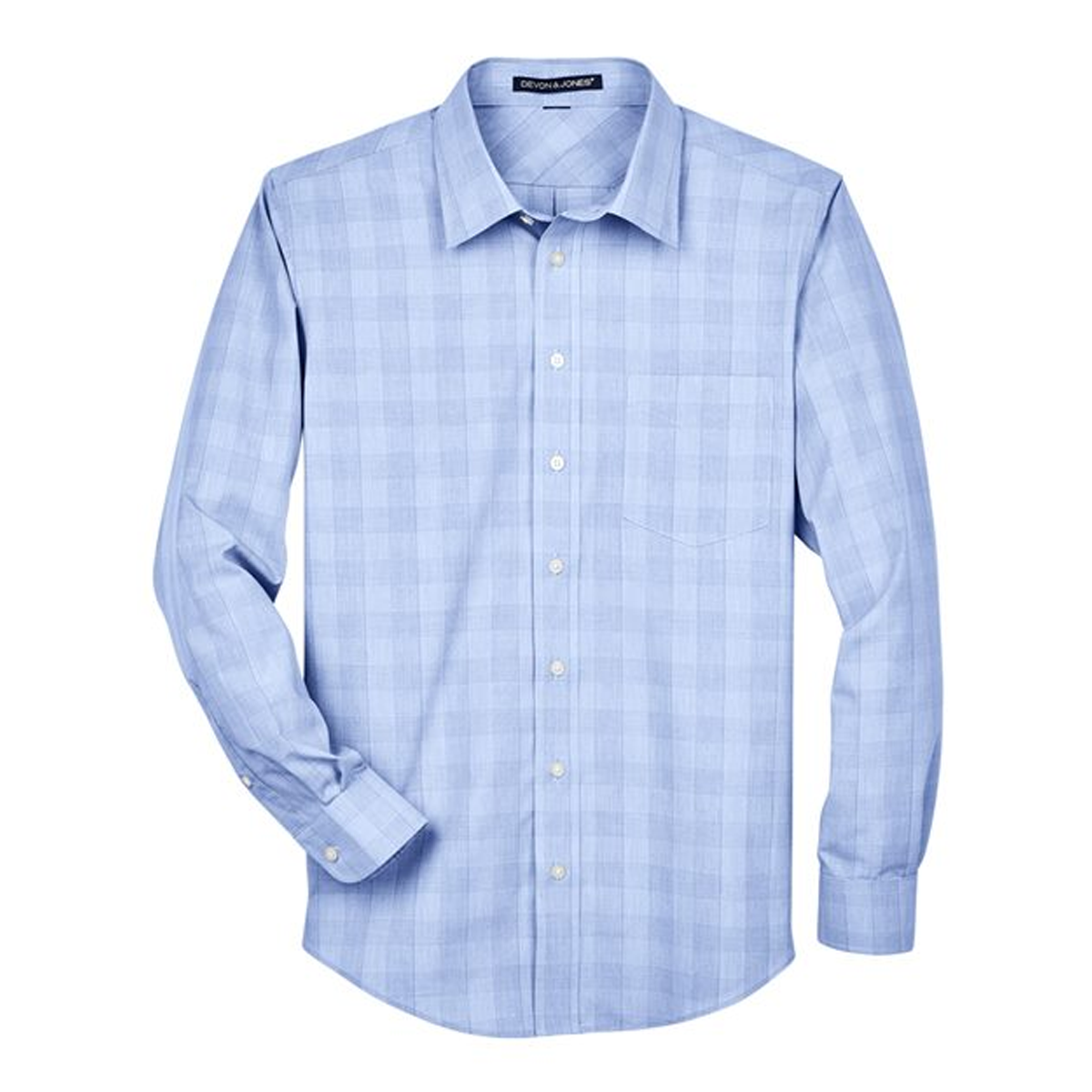 DEVON & JONES MEN'S CROWN COLLECTION GLEN PLAID WOVEN DRESS SHIRT