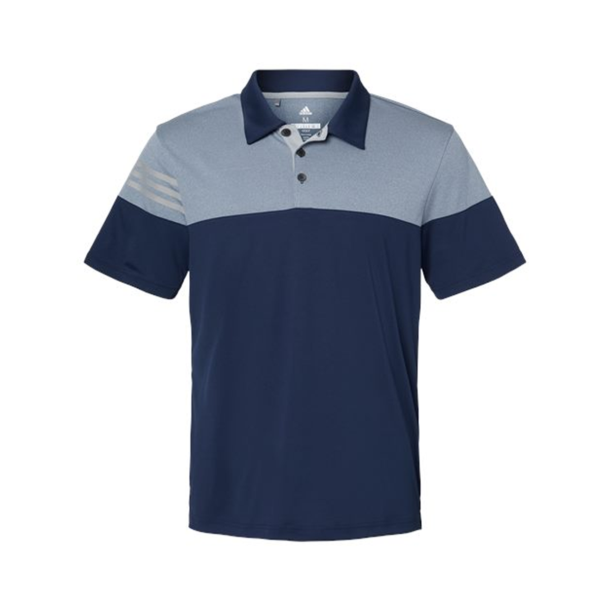 ADIDAS HEATHERED 3-STRIPES COLORBLOCK POLO