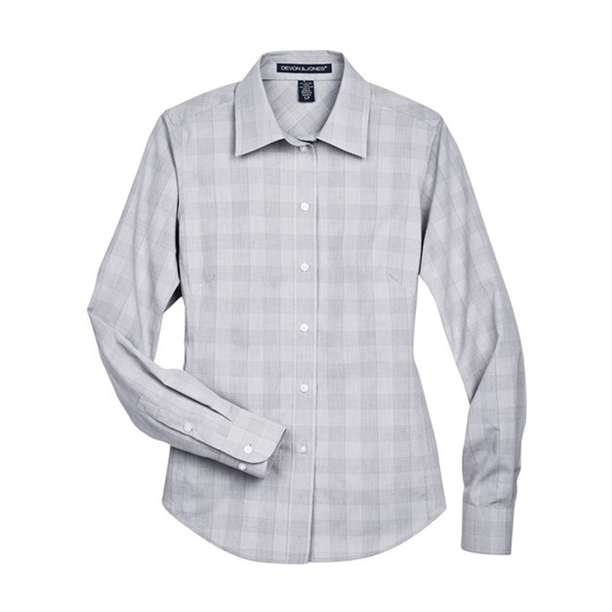 DEVON & JONES LADIES CROWN COLLECTION GLEN PLAID WOVEN DRESS SHIRT