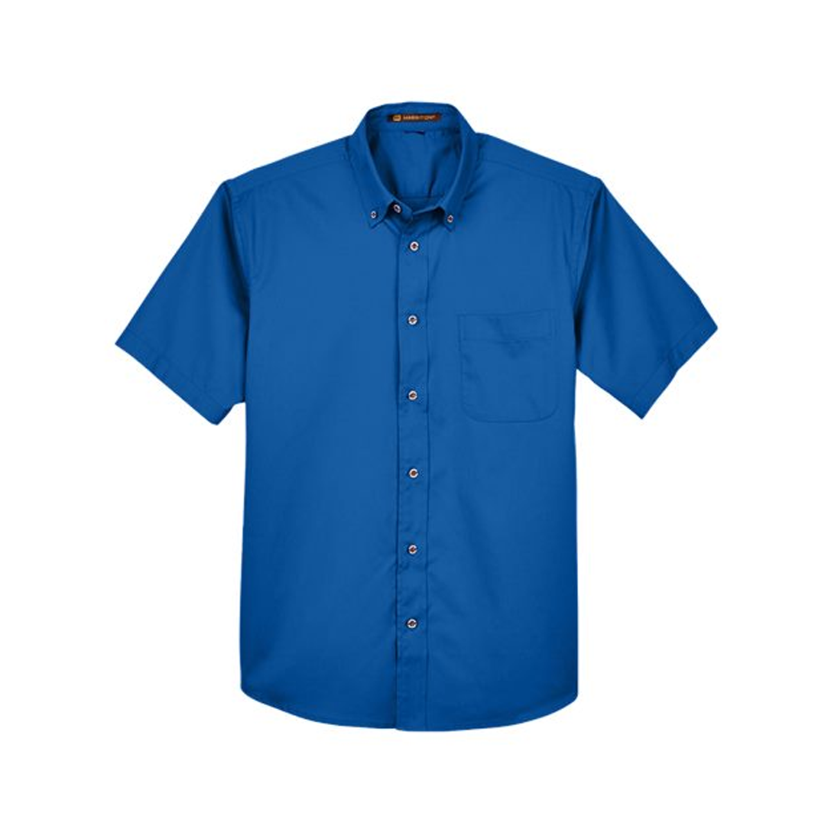 HARRITON MEN'S EASY BLEND SHORT SLEEVE TWILL DRESS SHIRT WITH STAIN RELEASE