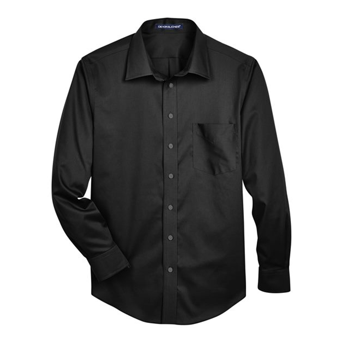DEVON & JONES MEN'S CROWN COLLECTION SOLID STRETCH TWILL WOVEN DRESS SHIRT