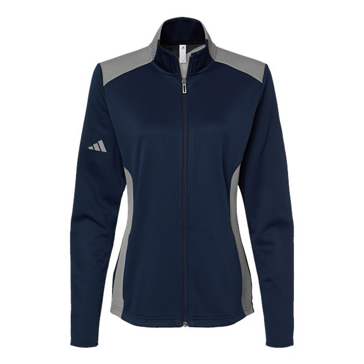 ADIDAS LADIES TEXTURED MIXED MEDIA FULL-ZIP JACKET