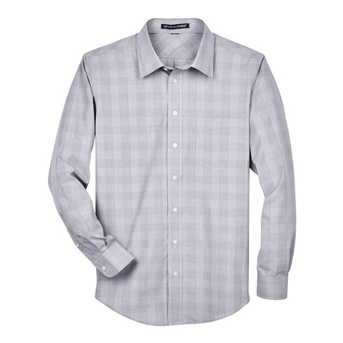DEVON & JONES MEN'S CROWN COLLECTION GLEN PLAID WOVEN DRESS SHIRT