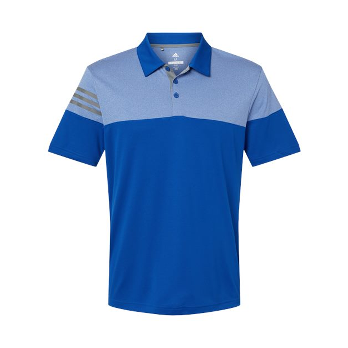 ADIDAS HEATHERED 3-STRIPES COLORBLOCK POLO