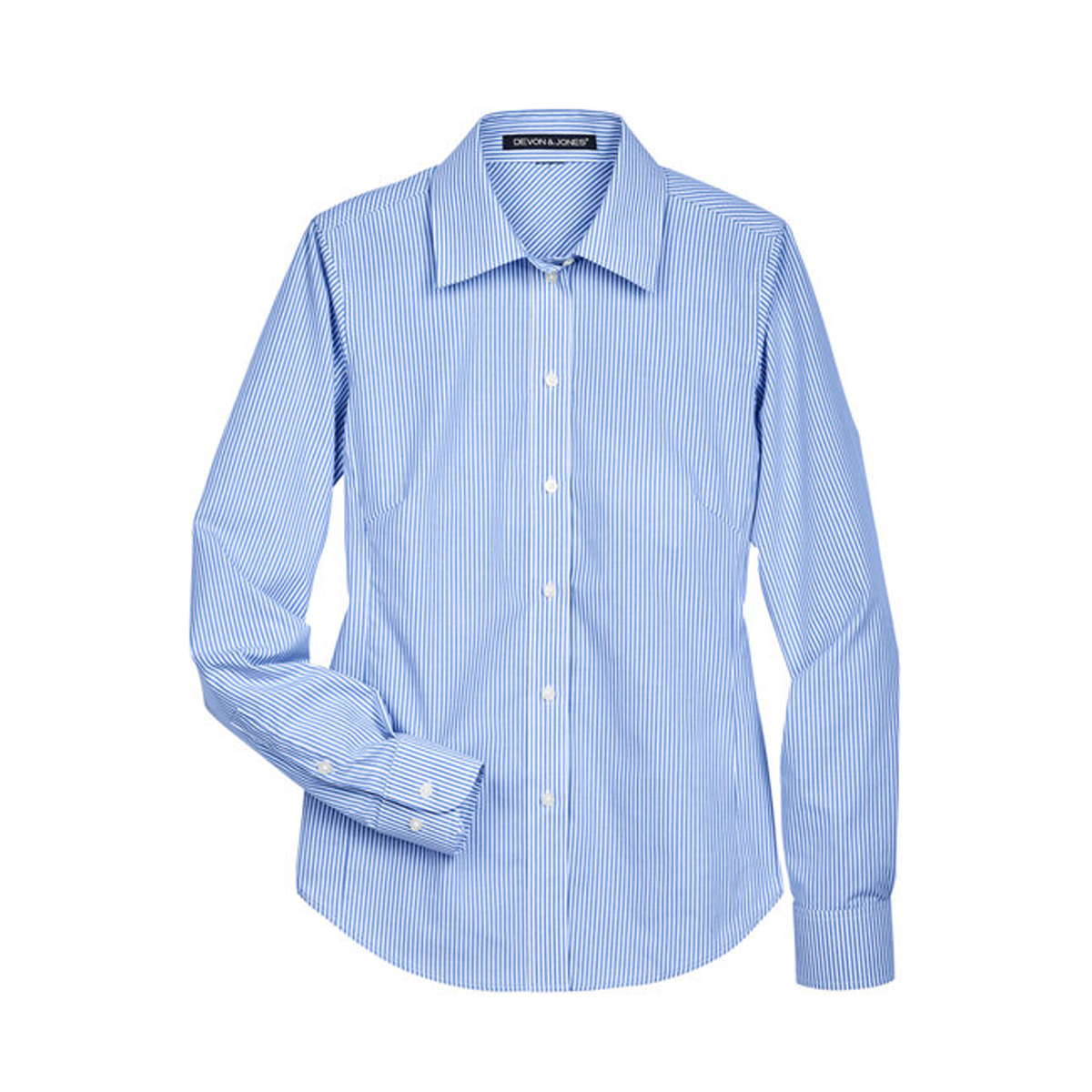 DEVON & JONES LADIES CROWN WOVEN BANKER STRIPE DRESS SHIRT