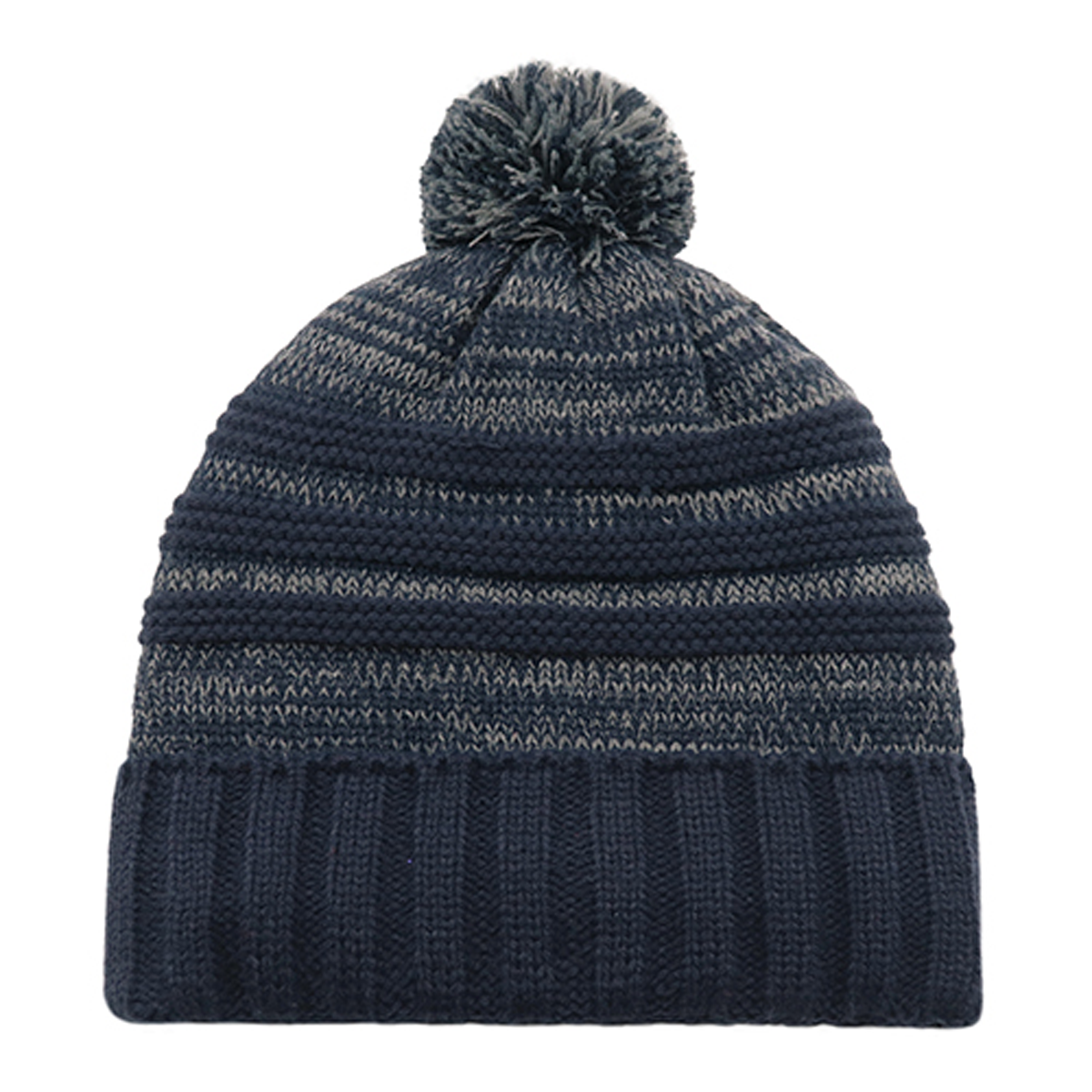 AJM ACRYLIC MARL STRIPE WAFFLE KNIT FLEECE LINED CUFFED TOQUE