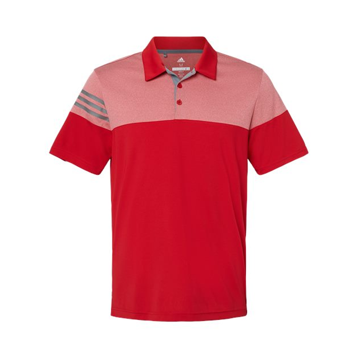 ADIDAS HEATHERED 3-STRIPES COLORBLOCK POLO