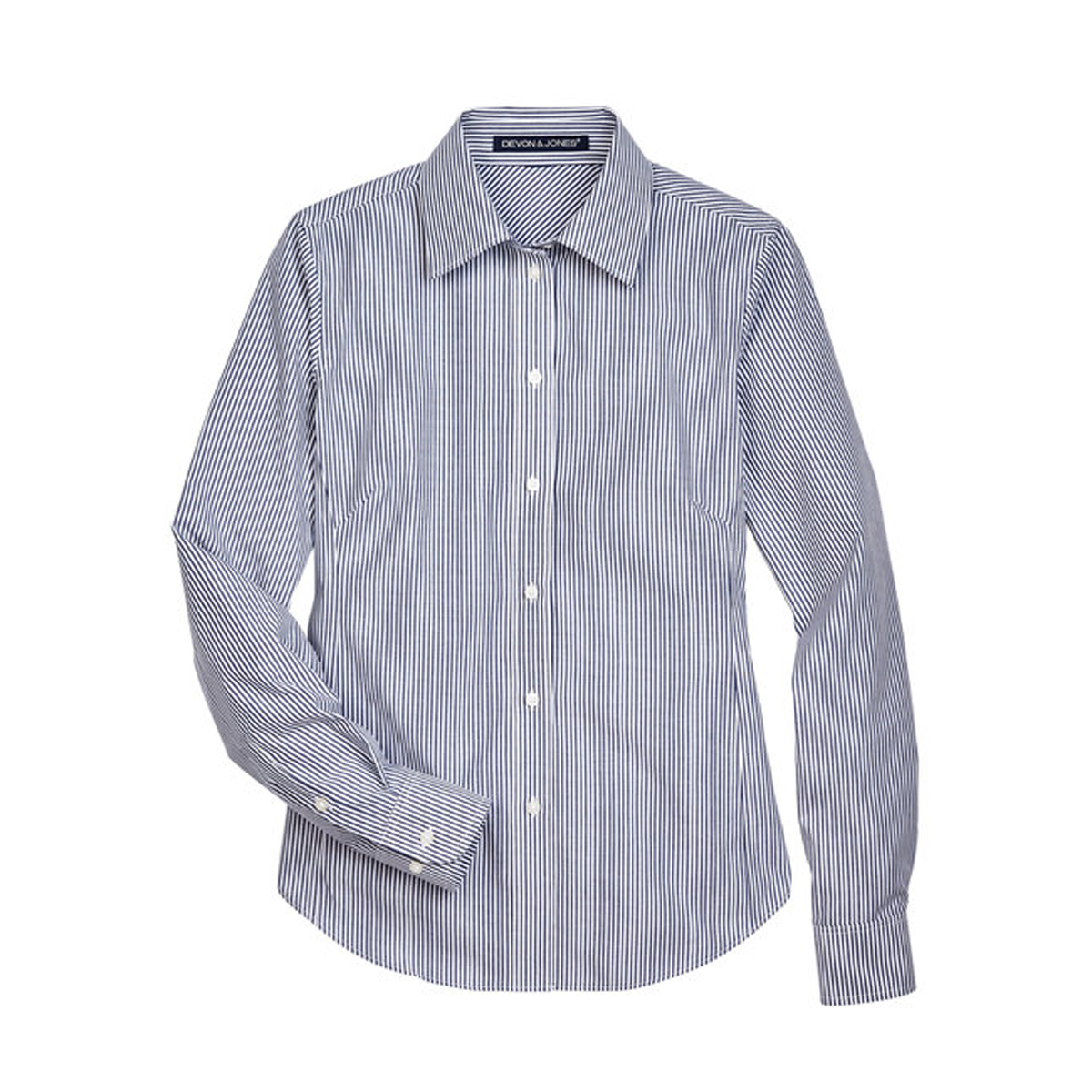 DEVON & JONES LADIES CROWN WOVEN BANKER STRIPE DRESS SHIRT