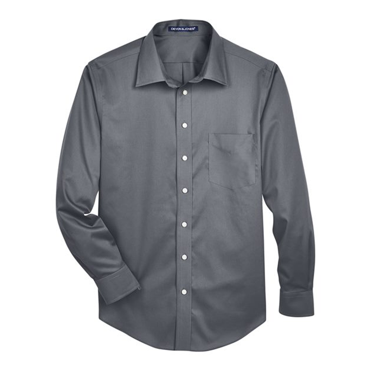 DEVON & JONES MEN'S CROWN COLLECTION SOLID STRETCH TWILL WOVEN DRESS SHIRT