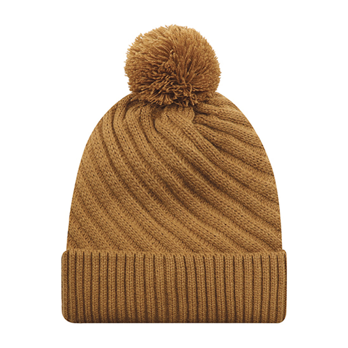 AJM ACRYLIC SWIRL JACQUARD CABLE KNIT CUFFED POM TOQUE