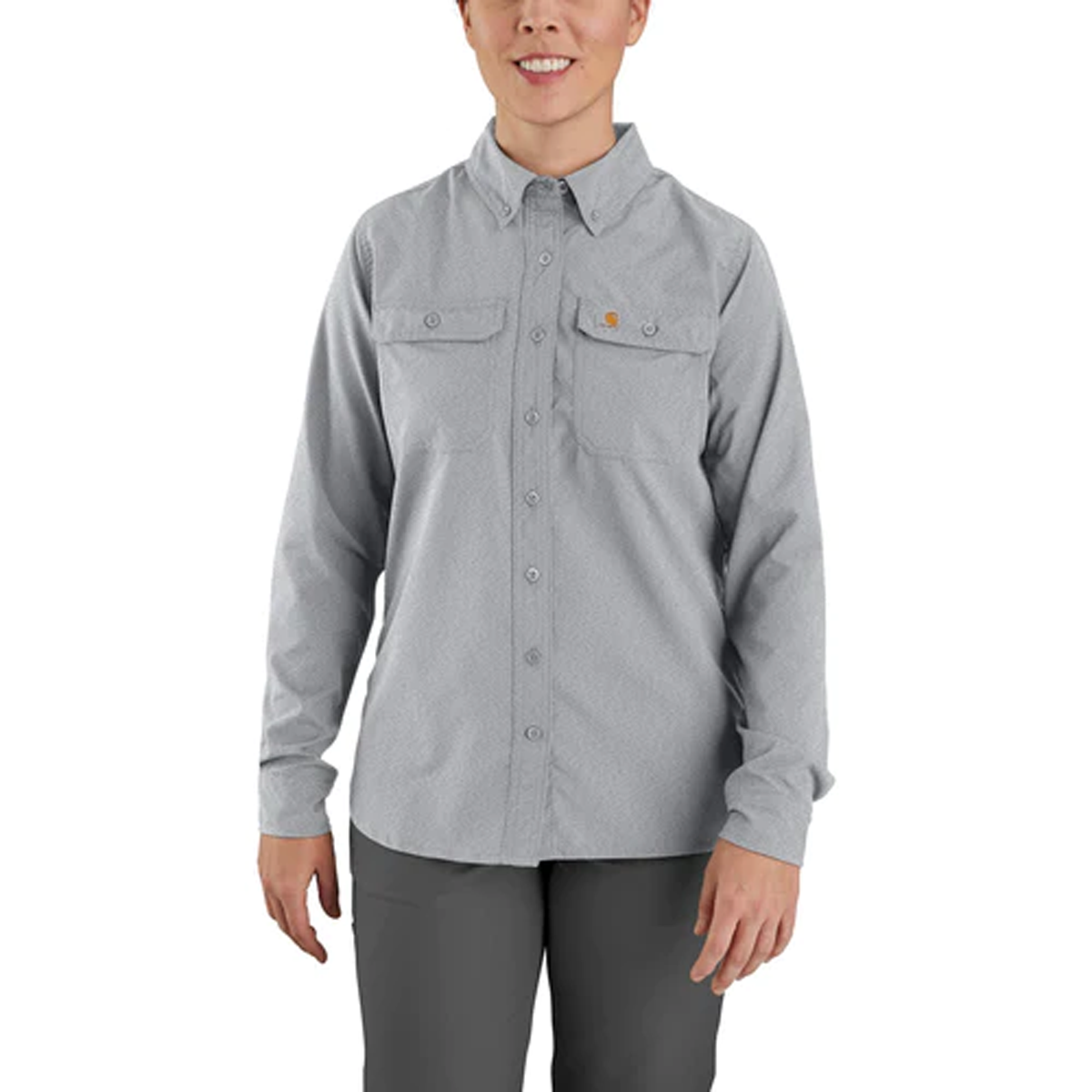 CARHARTT LADIES FORCE RELAXED FIT LIGHTWEIGHT LONG-SLEEVE BUTTON DOWN SHIRT