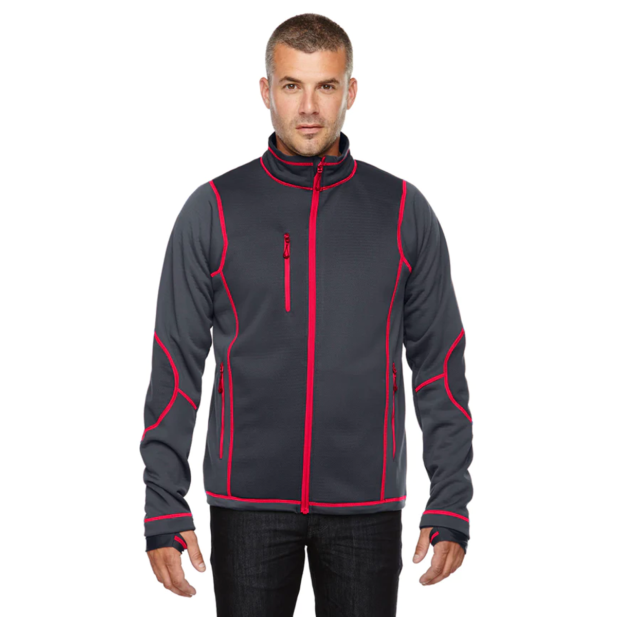 NORTH END MEN'S TEXTURED BONDED FLEECE JACKET
