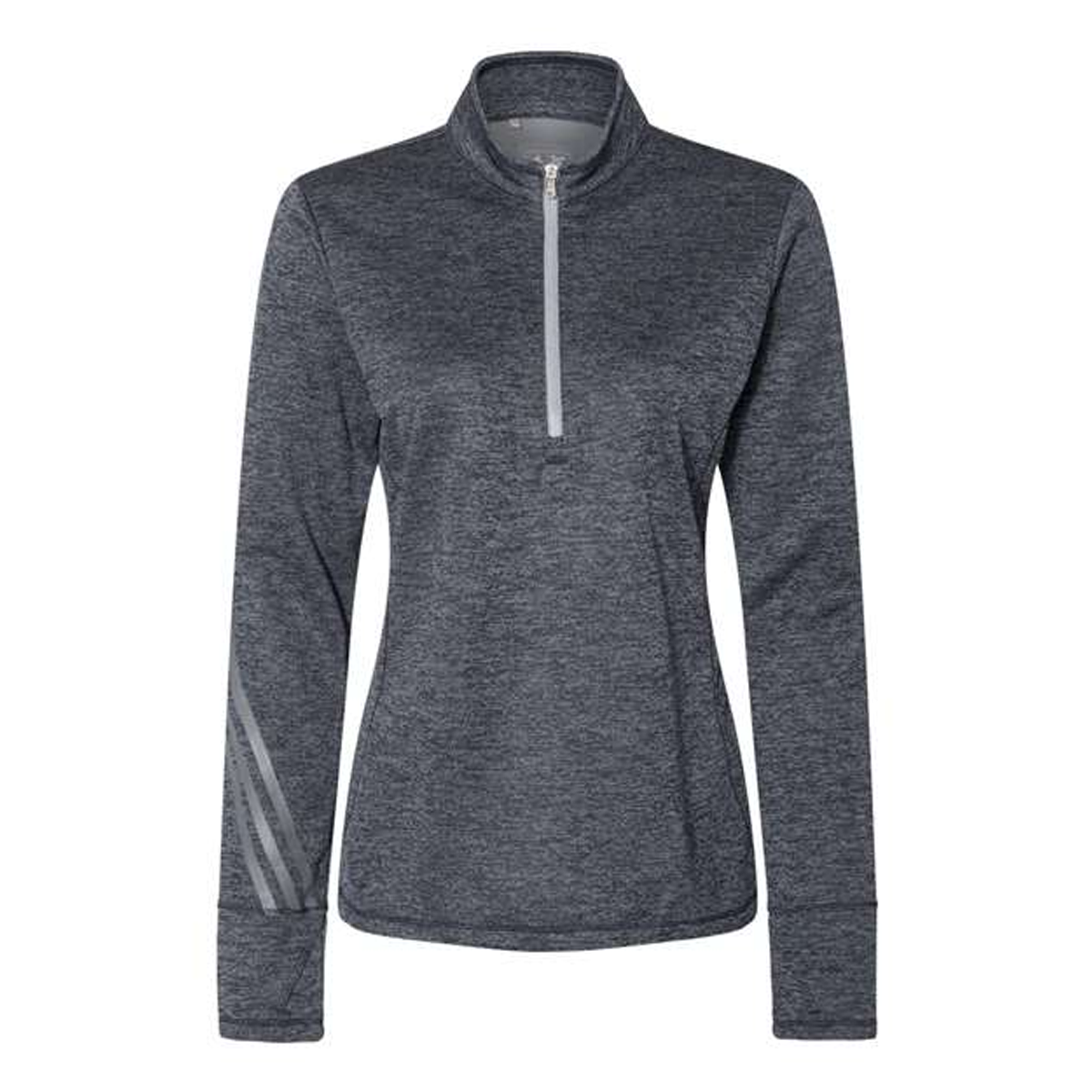 ADIDAS LADIES BRUSHED TERRY HEATHERED QUARTER-ZIP