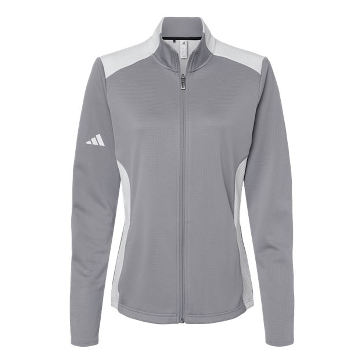 ADIDAS LADIES TEXTURED MIXED MEDIA FULL-ZIP JACKET