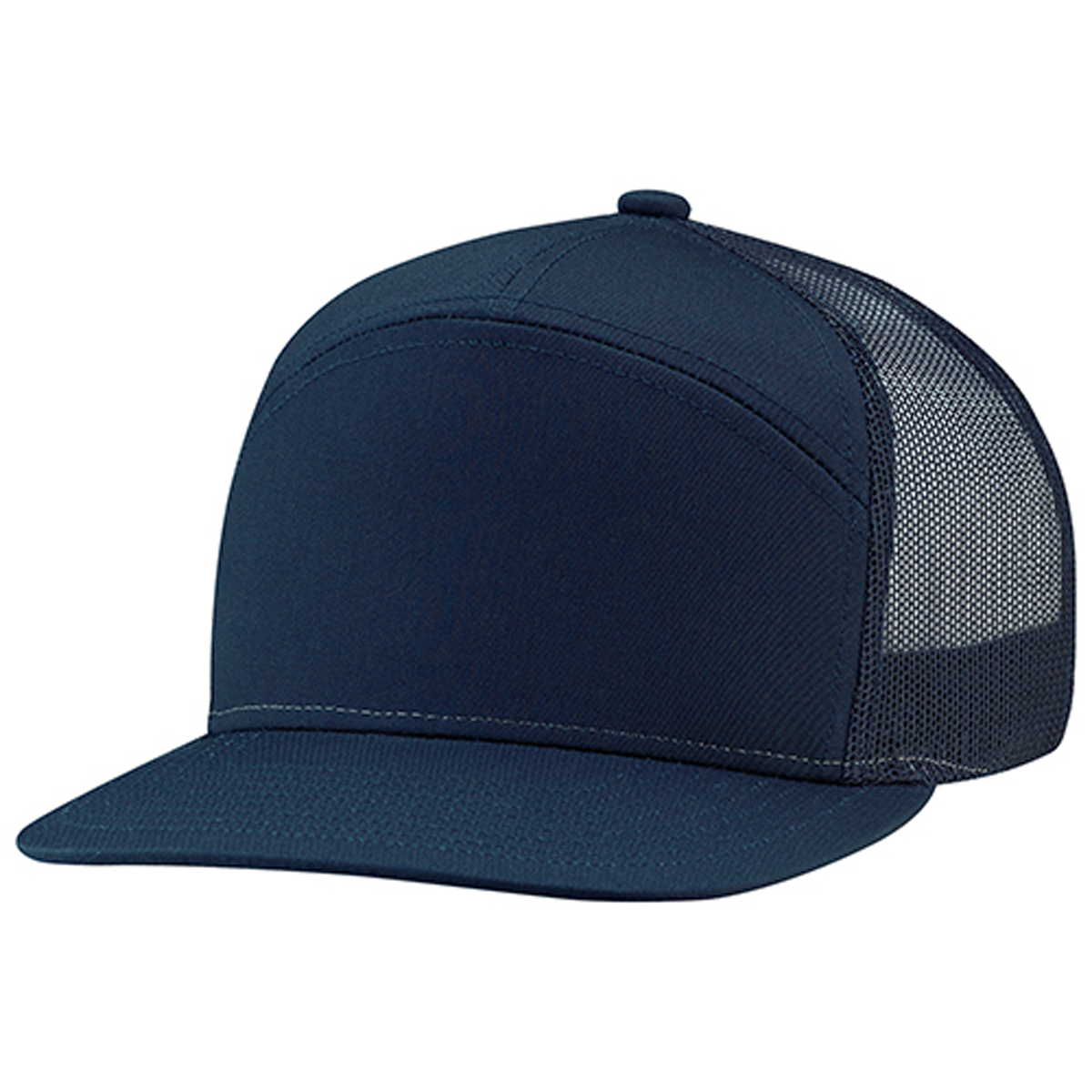 AJM POLY 7-PANEL CAMPER STYLE FLAT BRIM ADJUSTABLE HAT