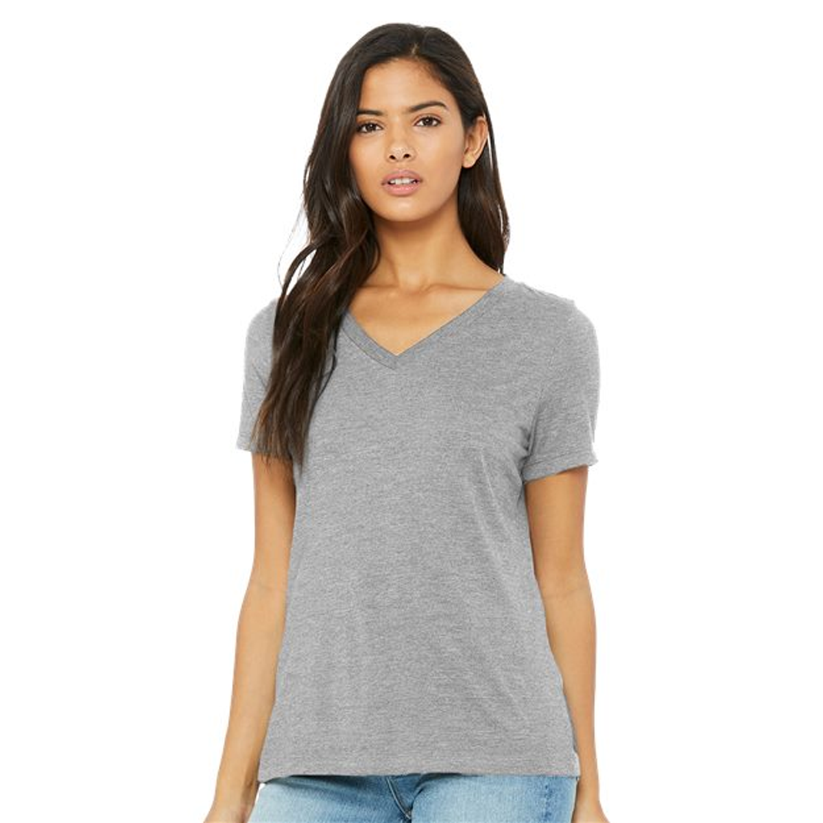 BELLA & CANVAS LADIES RELAXED HEATHER CVC V-NECK T-SHIRT