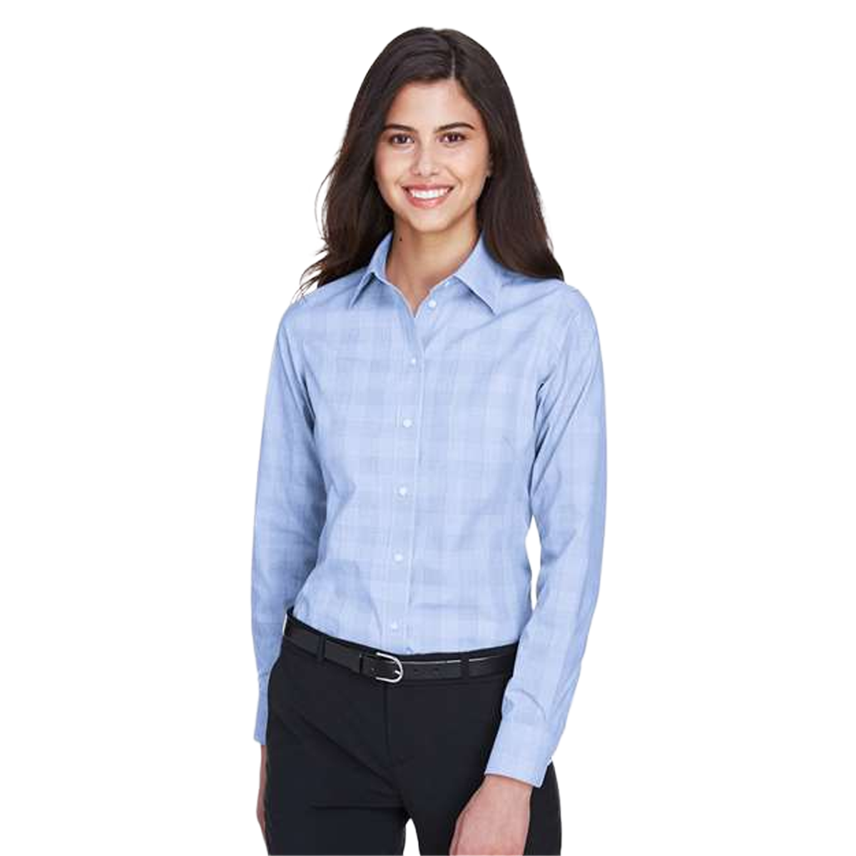 DEVON & JONES LADIES CROWN COLLECTION GLEN PLAID WOVEN DRESS SHIRT