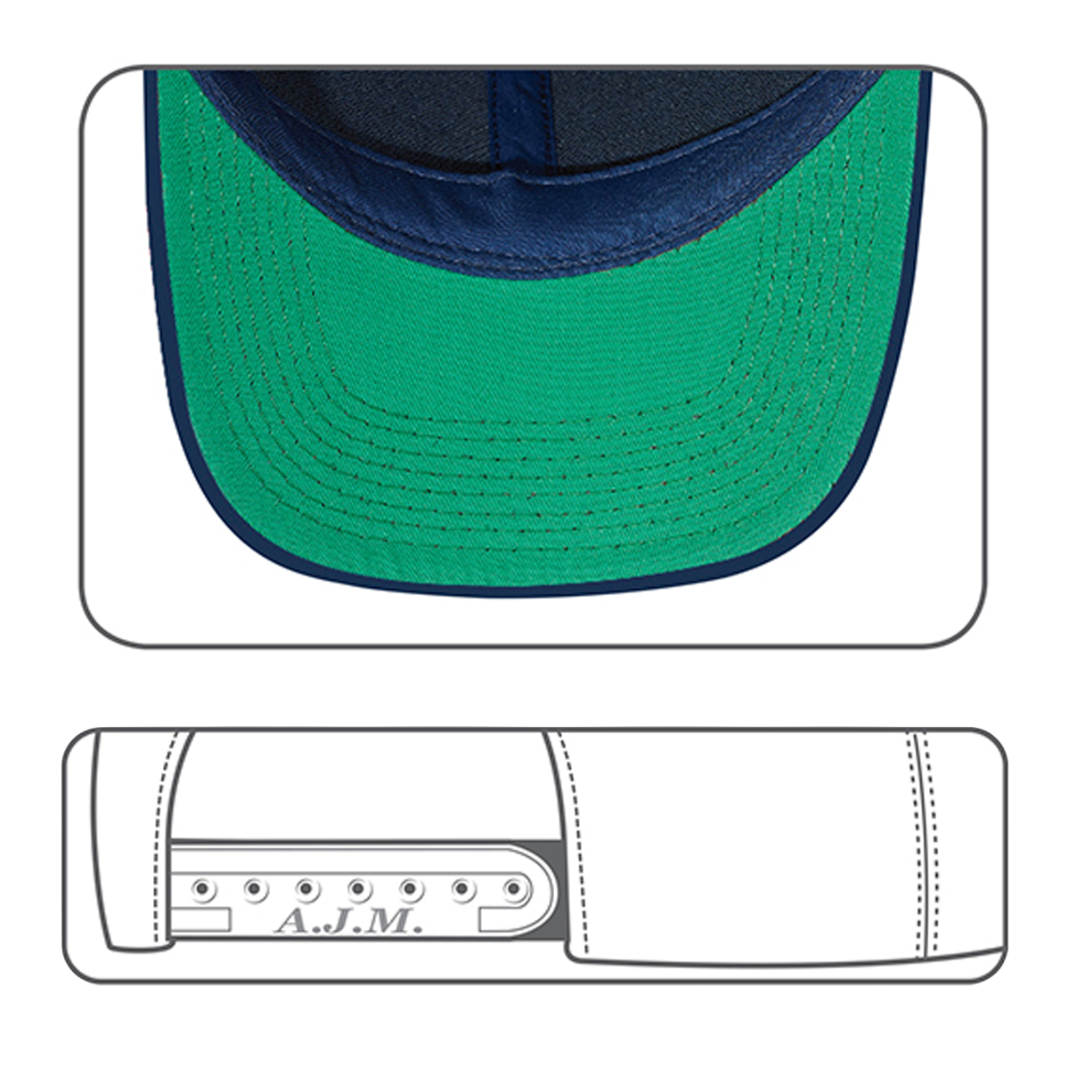 AJM WOOL SERGE 6-PANEL KELLY UNDER-BRIM ADJUSTABLE HAT