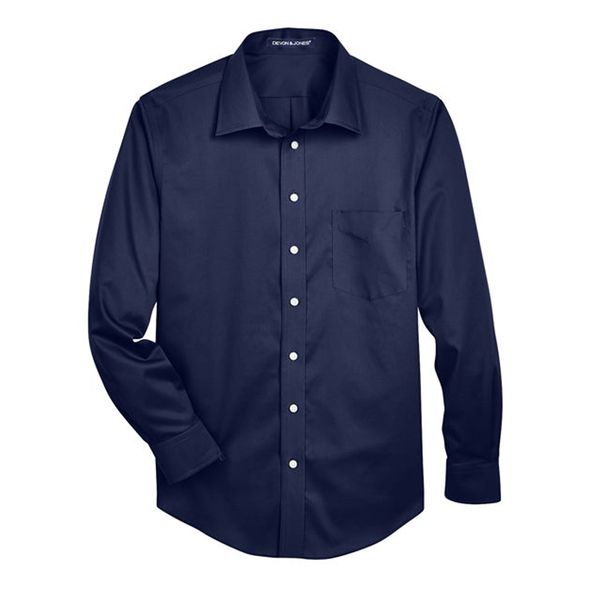 DEVON & JONES MEN'S CROWN COLLECTION SOLID STRETCH TWILL WOVEN DRESS SHIRT