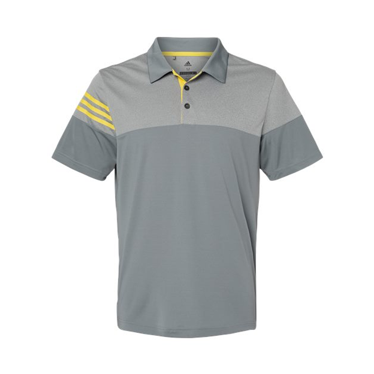 ADIDAS HEATHERED 3-STRIPES COLORBLOCK POLO